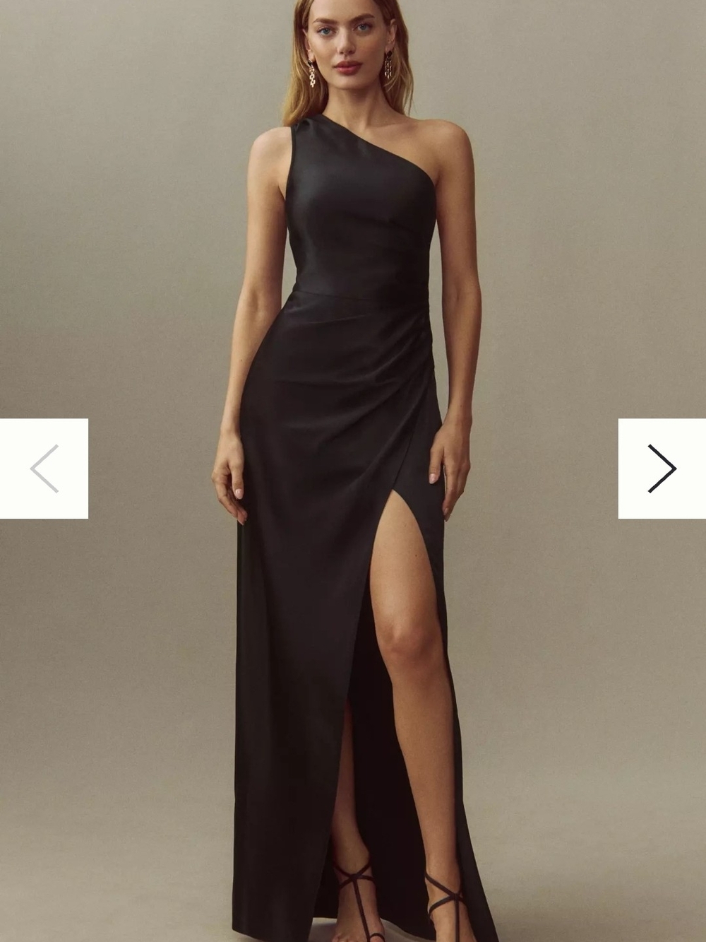 BHLDN (Flaw) Dylan One-Shoulder Satin Side-Slit Gown Size 2